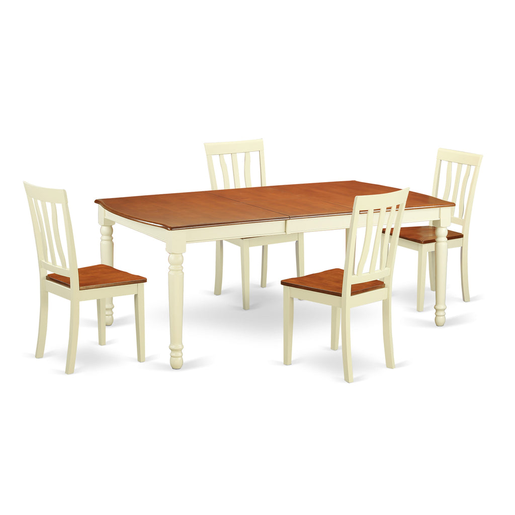 DOAN5-7AT-I Elegant Dining Ensemble 5-Piece Set with Extendable Table & Chairs in Buttermilk & Cherry
