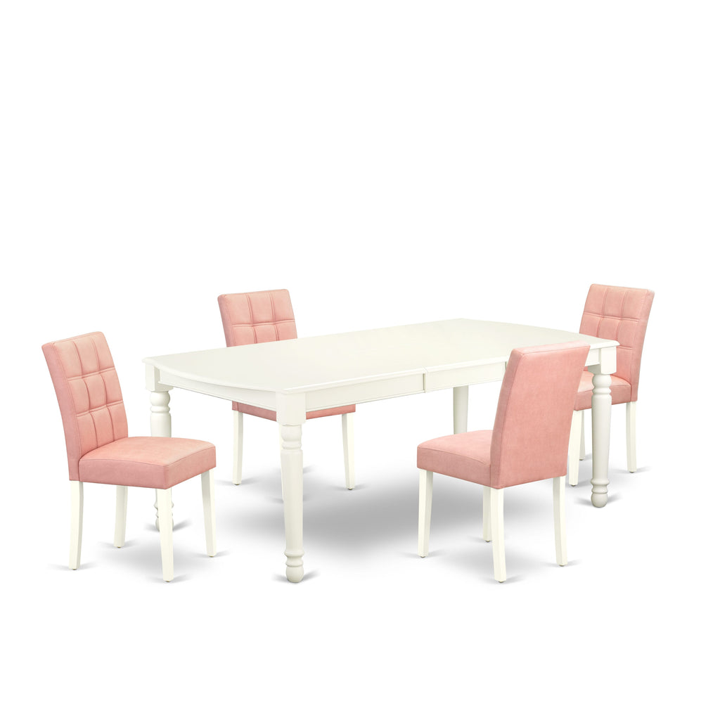 DOAS5-M5P-AI 5-Piece Dining Ensemble with Elegant Table and 4 Faux Leather Retro-Beige Chairs - Modern Finish