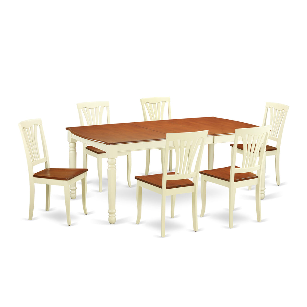 DOAV7-G6M-I Stunning 7-Piece Dining Ensemble with Butterfly Leaf Table & Six Buttermilk & Cherry Chairs