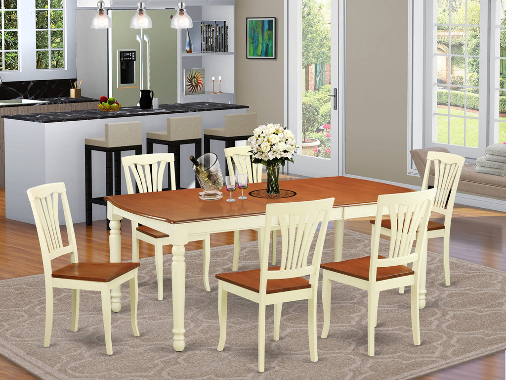 DOAV7-G6M-I Stunning 7-Piece Dining Ensemble with Butterfly Leaf Table & Six Buttermilk & Cherry Chairs