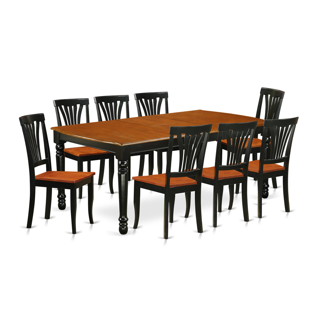 DOAV9-7BA-Q 9-Piece Rectangular Dining Set with Expandable Top & Wooden Seating for 8