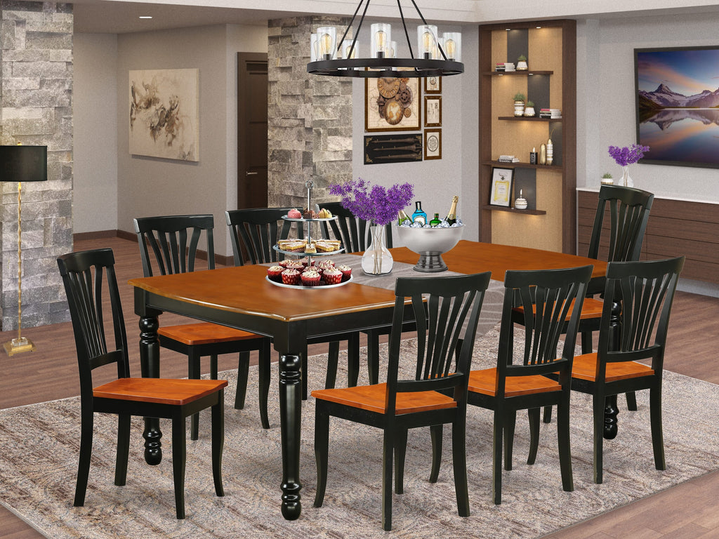 DOAV9-7BA-Q 9-Piece Rectangular Dining Set with Expandable Top & Wooden Seating for 8