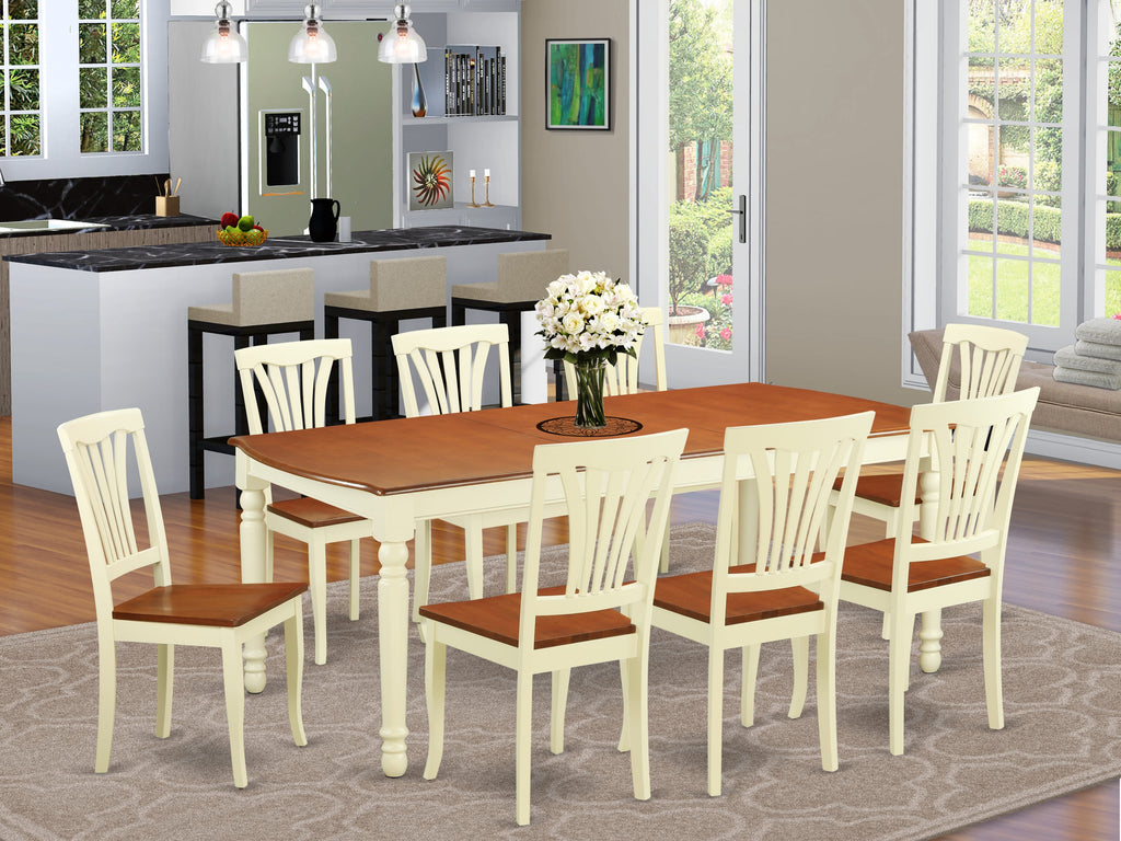 9-Piece Rectangular Dining Set with Expandable Butterfly Table Leaf, Buttermilk & Cherry DOAV9-IJ1-H
