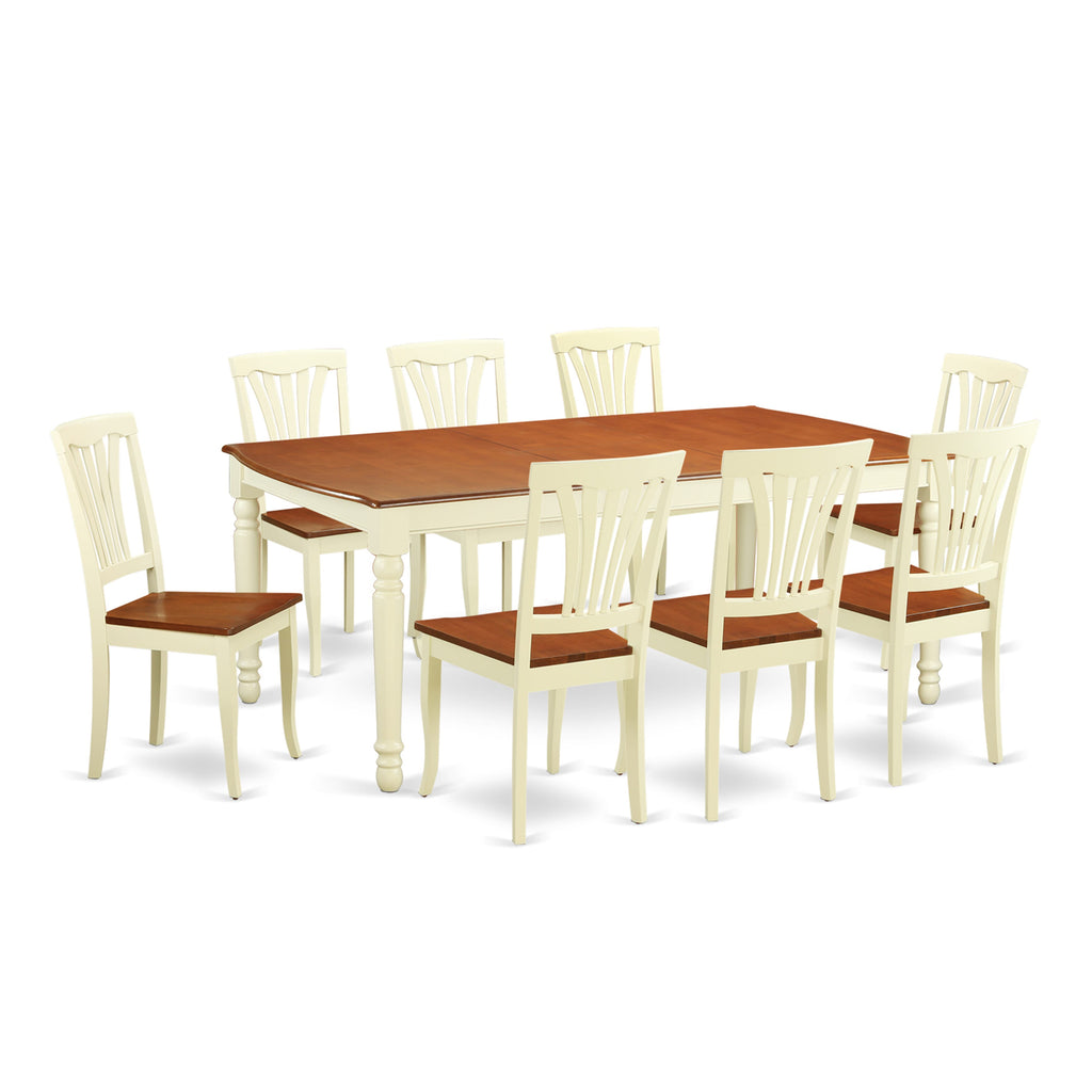 9-Piece Rectangular Dining Set with Expandable Butterfly Table Leaf, Buttermilk & Cherry DOAV9-IJ1-H