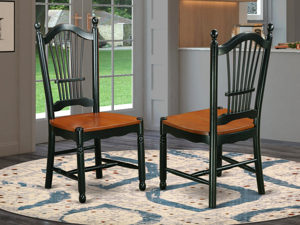 Decorative Dining Set DOC-B0N-V - Sleek Slat Back Black & Cherry Dining Chairs, Set of 2