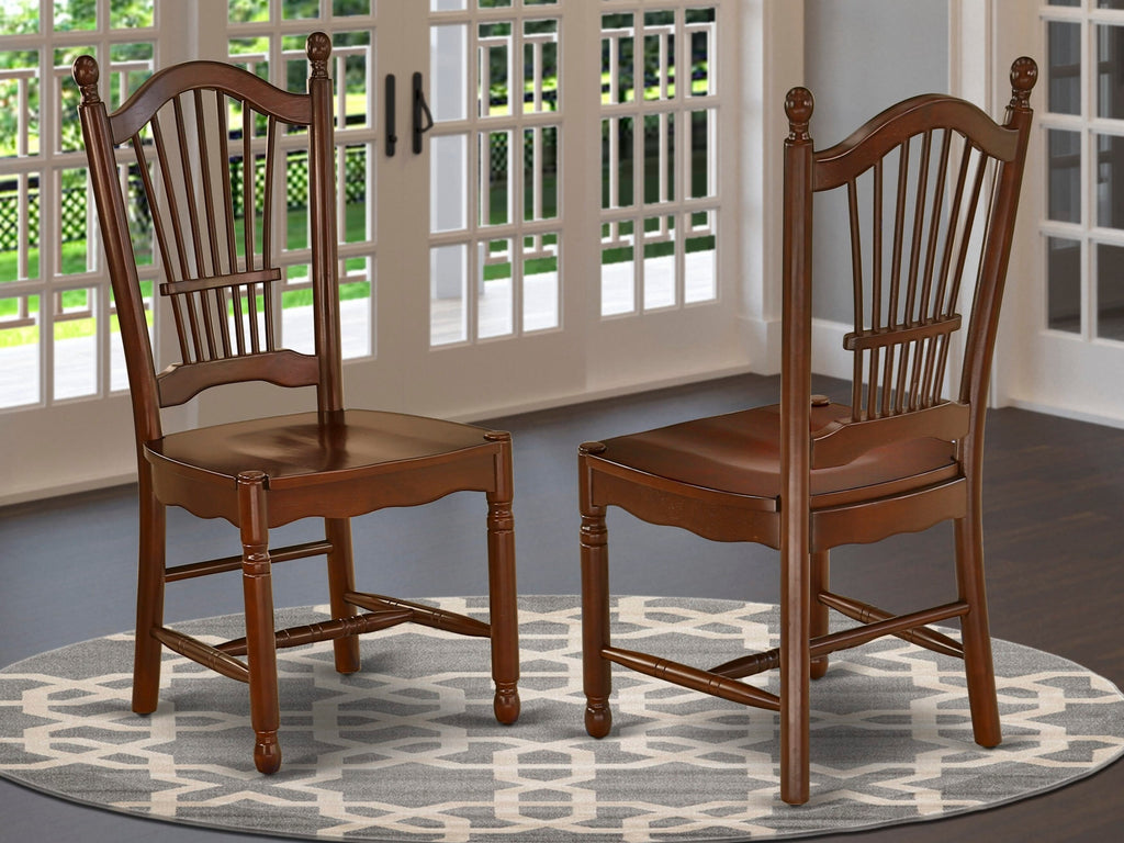 Mahogany Dover Dining Chairs with Slat Back - Wooden Seat, Set of 2  M9F in Doc