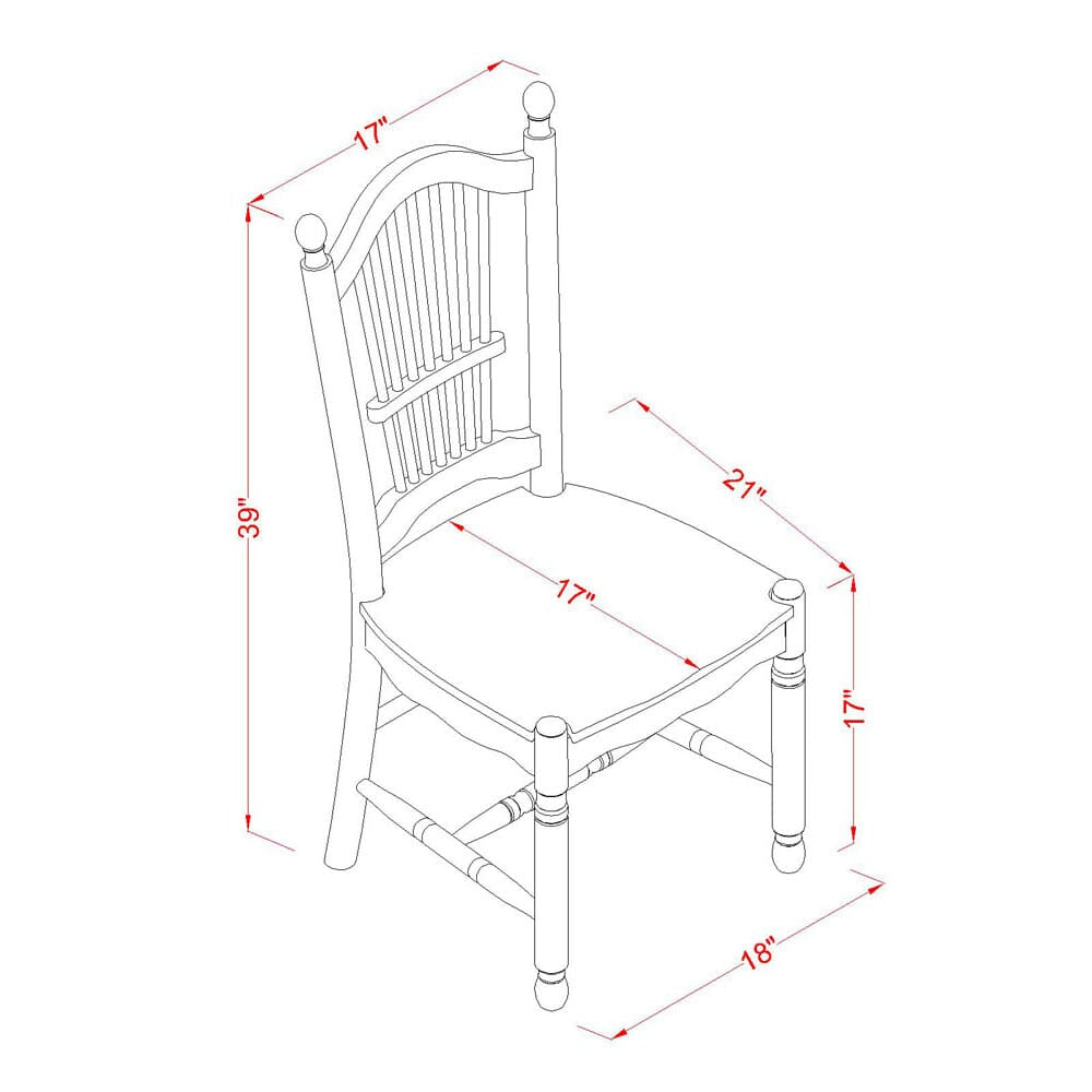 DLDO5-W2U-3 5-Piece Dining Ensemble with Folding Leaf Table and 4 Chairs, 42-Inch, Cherry Tones
