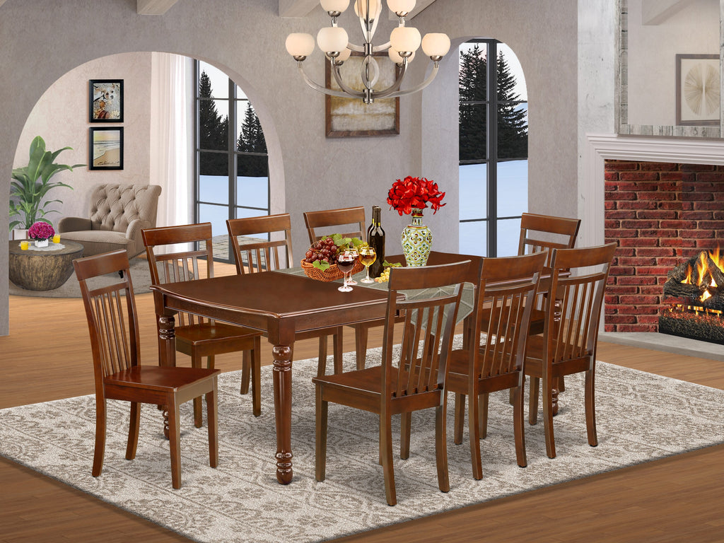 DOCA9-05G-N Classic Mahogany 9-Piece Dining Ensemble with Butterfly Leaf Table and Chairs