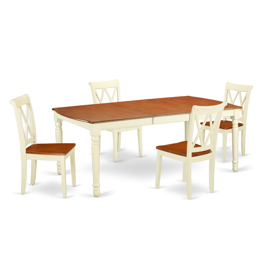 DOCL5-SA0-U Elegant 5-Piece Dining Ensemble with Expandable Rectangle Table and 4 Cherry-Toned Wood Chairs, 42x78