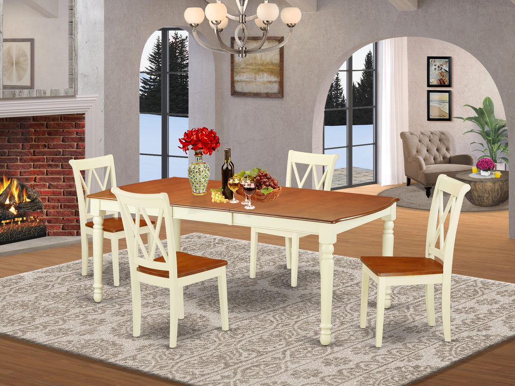 DOCL5-SA0-U Elegant 5-Piece Dining Ensemble with Expandable Rectangle Table and 4 Cherry-Toned Wood Chairs, 42x78