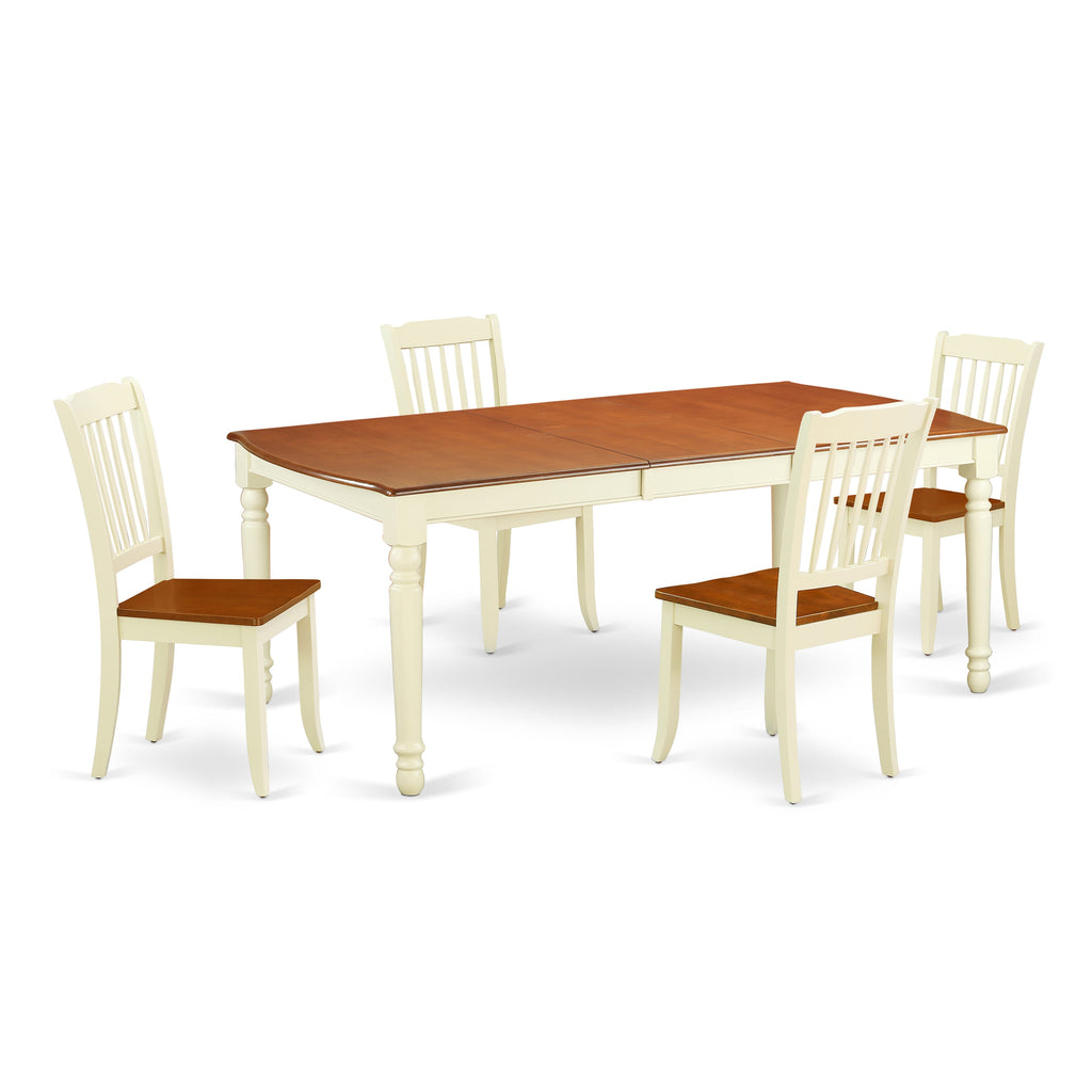 DODA5-ZSB-7 Elegant 5-Piece Buttermilk & Cherry Dining Ensemble with Expandable Table & Solid Chairs