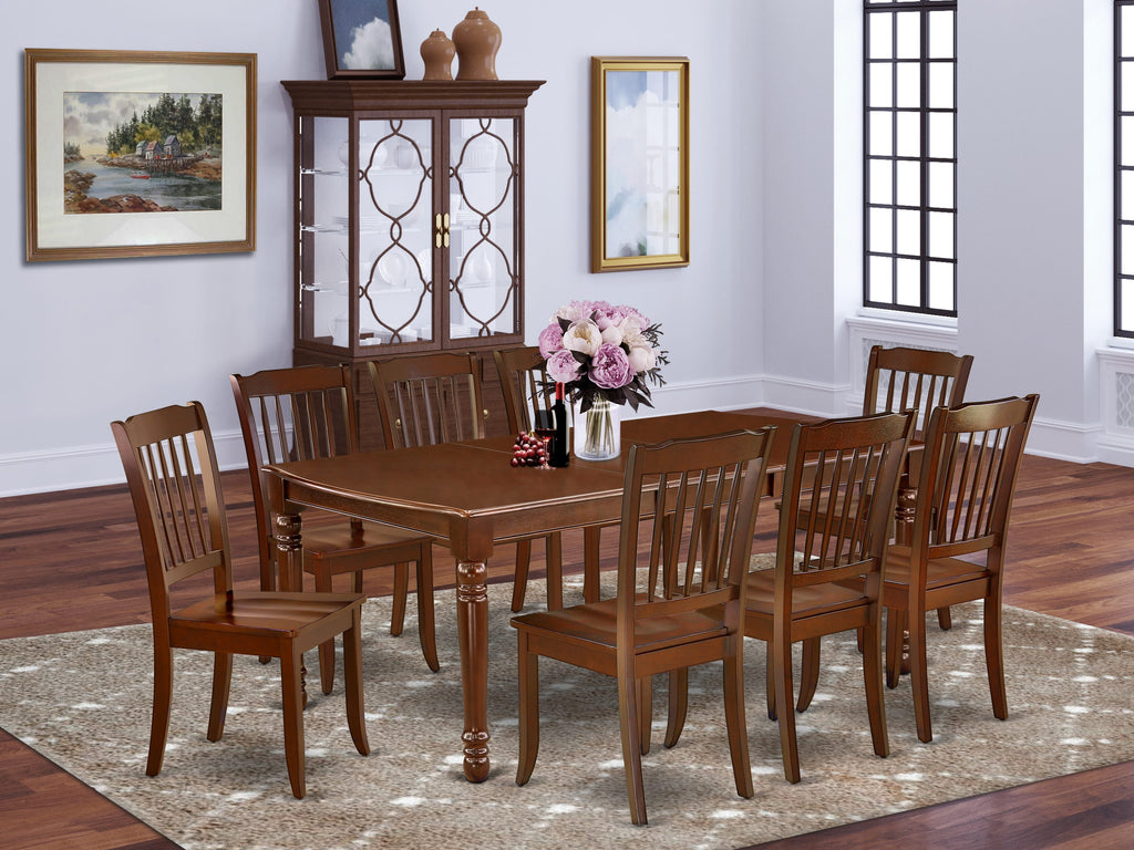 Elegant 9-Piece Dining Ensemble with Butterfly Leaf Table - DODA9-1DN-M Model, Mahogany Finish