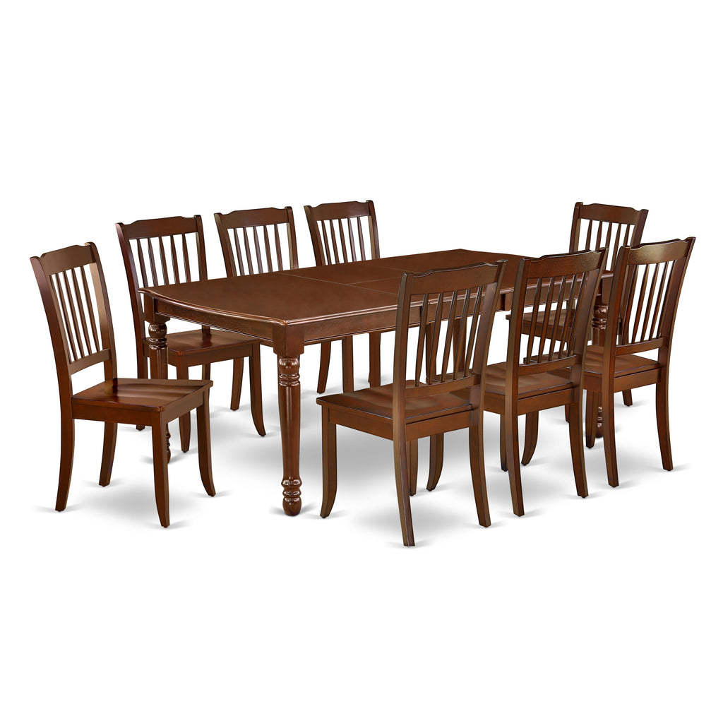 Elegant 9-Piece Dining Ensemble with Butterfly Leaf Table - DODA9-1DN-M Model, Mahogany Finish