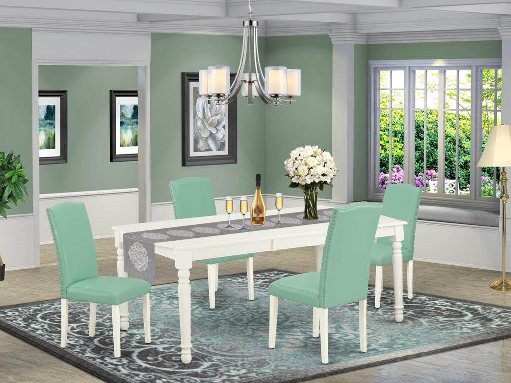 DOEN5-RMT-LD Spanish Oak Dining Room Set 5-Piece Featuring a Butterfly Leaf Table & 4 Luxurious Faux Leather Chairs