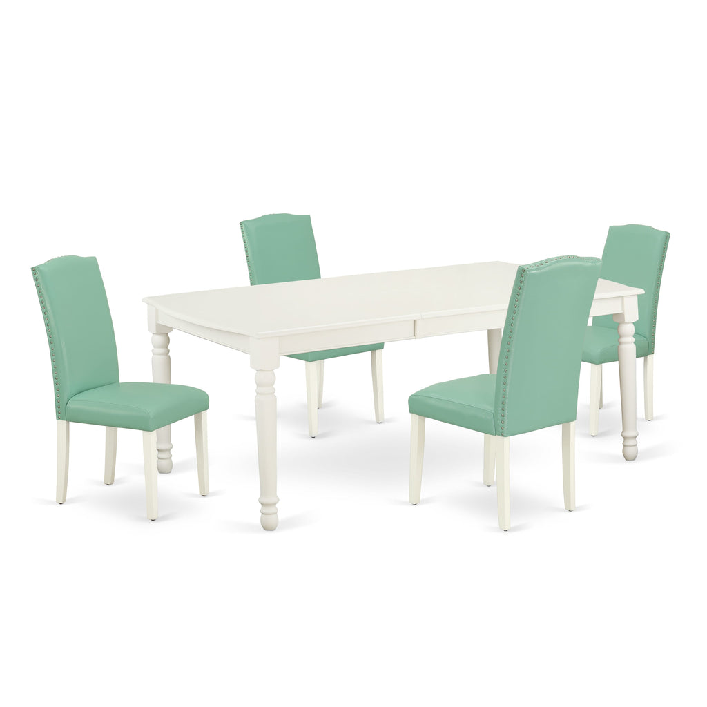 DOEN5-RMT-LD Spanish Oak Dining Room Set 5-Piece Featuring a Butterfly Leaf Table & 4 Luxurious Faux Leather Chairs