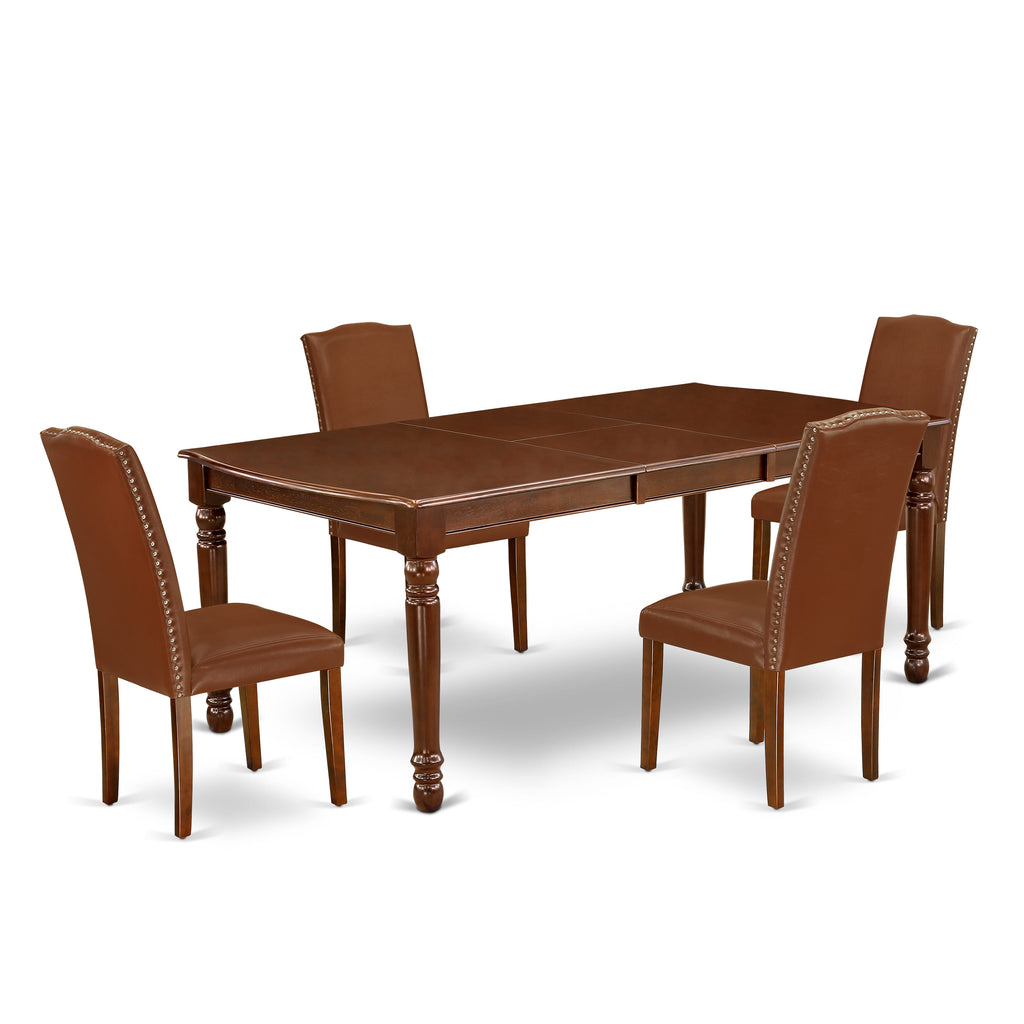 DOEN5-OFD-YN Elegant 5-Piece Dining Collection - Spacious 42x78 Rectangle Table & 4 Parson Seats - Rich Oak Hue