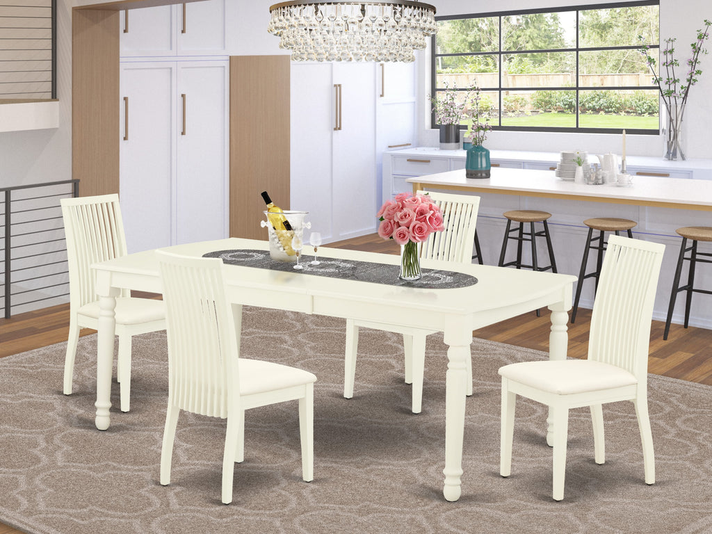 DOIP5-BOH-M Modern Dining Set 5-Piece Rectangle Table and Linen Fabric Chairs Ensemble, 42x78