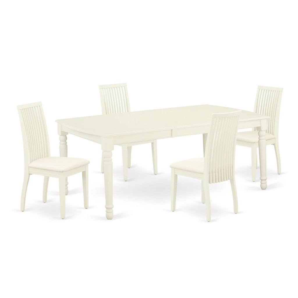 DOIP5-BOH-M Modern Dining Set 5-Piece Rectangle Table and Linen Fabric Chairs Ensemble, 42x78