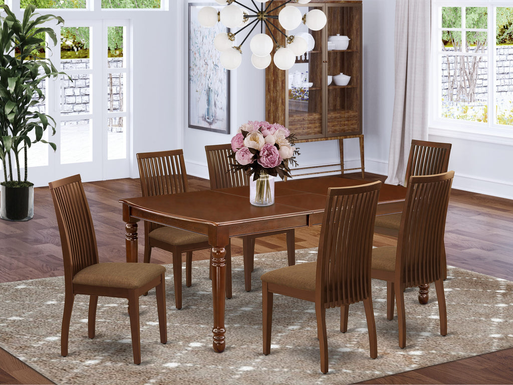 7-Piece Dining Set DOIP7-S0H-6 Extendable Table with Seating for Six in Rich Mahogany