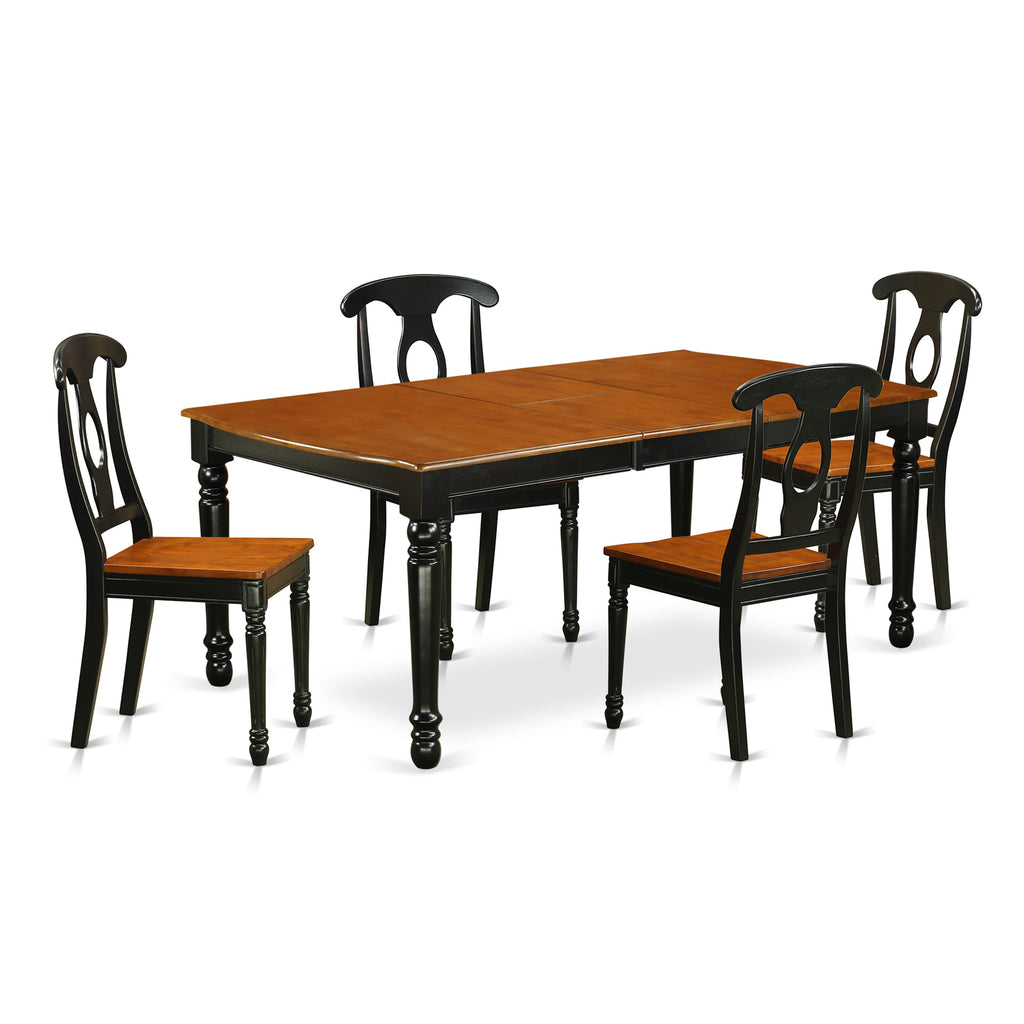 DOKE5-CIY-V 5-Piece Dining Ensemble with Expandable Table and Four Chairs, 42x78 Inch, Elegant Black and Cherry Finish