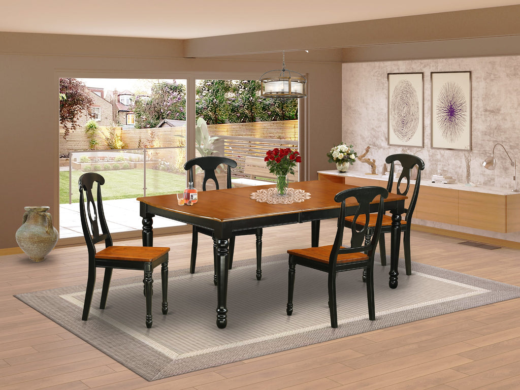 DOKE5-CIY-V 5-Piece Dining Ensemble with Expandable Table and Four Chairs, 42x78 Inch, Elegant Black and Cherry Finish