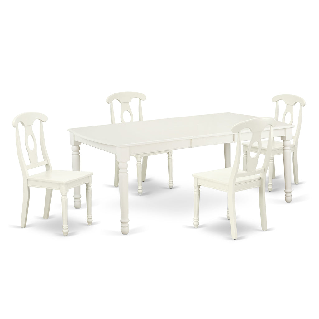 Dine in Style DOKE5-R0N-I 5-Piece Ensemble with Extending Table and Comfort Seating, Fetching Linen White Finish