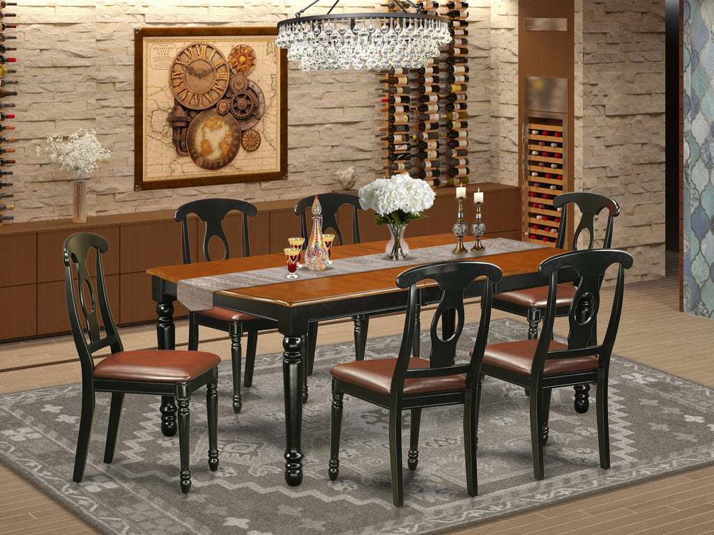 DOKE7-EHC-EU Elegant Dining Ensemble 7-Piece Set with Expanding Table & Six Comfortable Chairs