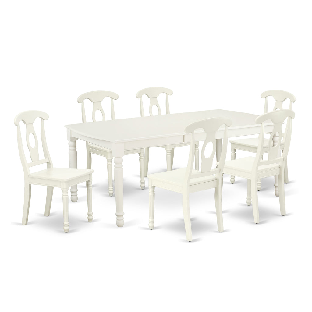 7 Piece Dining Set with 42x78 Inch Rectangular Table, Includes Butterfly Leaf and Six Chairs DOKE7-1ST-5