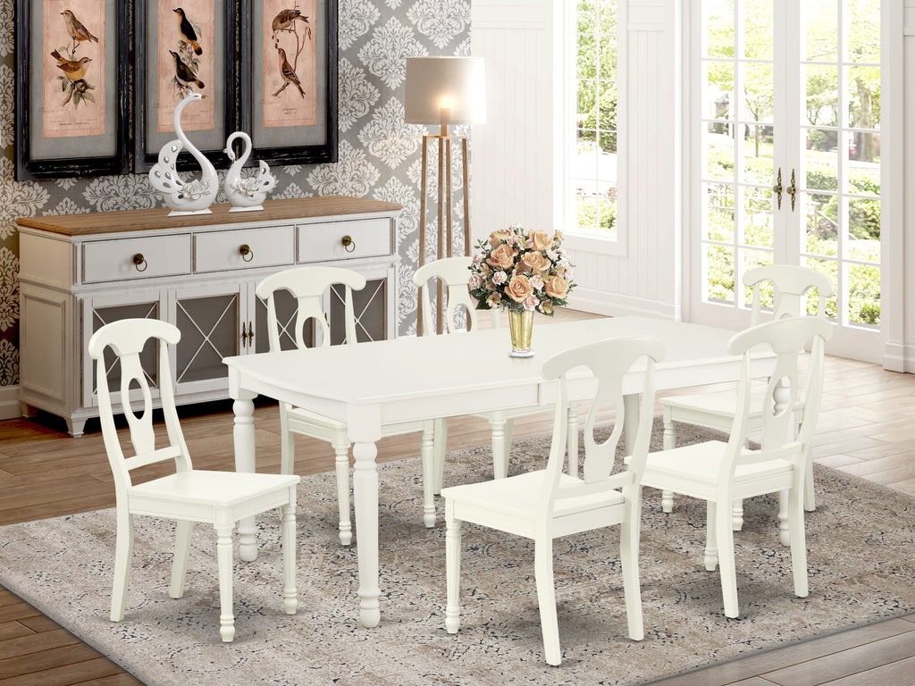 7 Piece Dining Set with 42x78 Inch Rectangular Table, Includes Butterfly Leaf and Six Chairs DOKE7-1ST-5