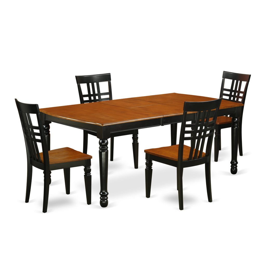 DOLG5-I8T-1 5-Piece Dining Set with Rectangular Table and Four Chairs in Elegant Black Cherry
