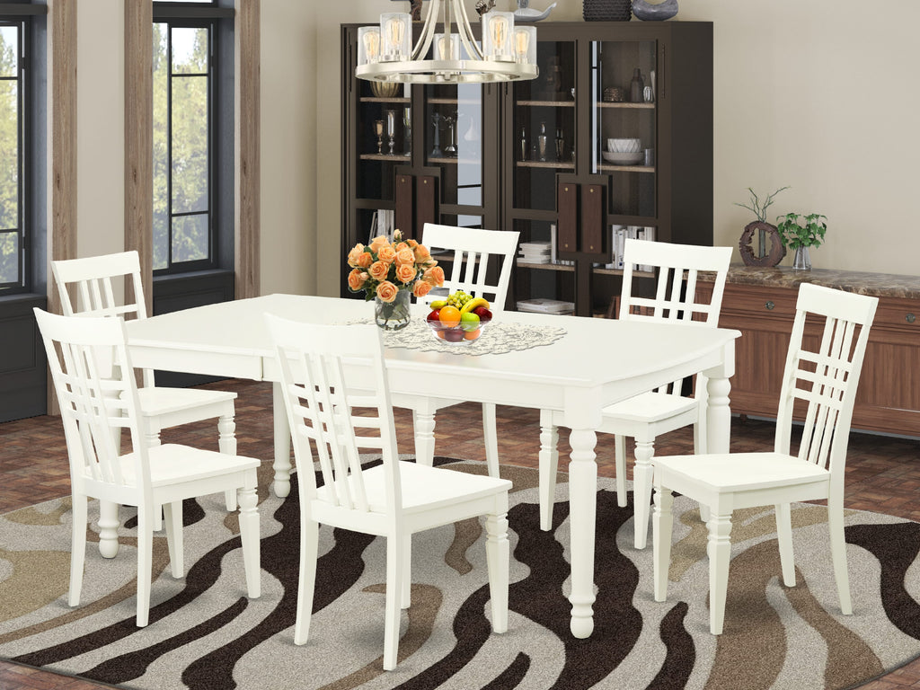 DOLG7-DML-M Elegant 7-Piece Dining Collection Expandable Table and Comfortable Chairs in Off-White