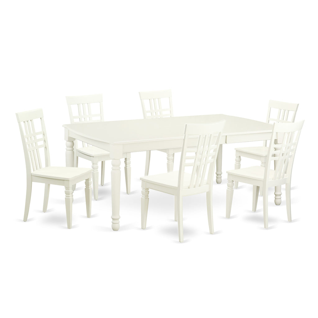 DOLG7-DML-M Elegant 7-Piece Dining Collection Expandable Table and Comfortable Chairs in Off-White