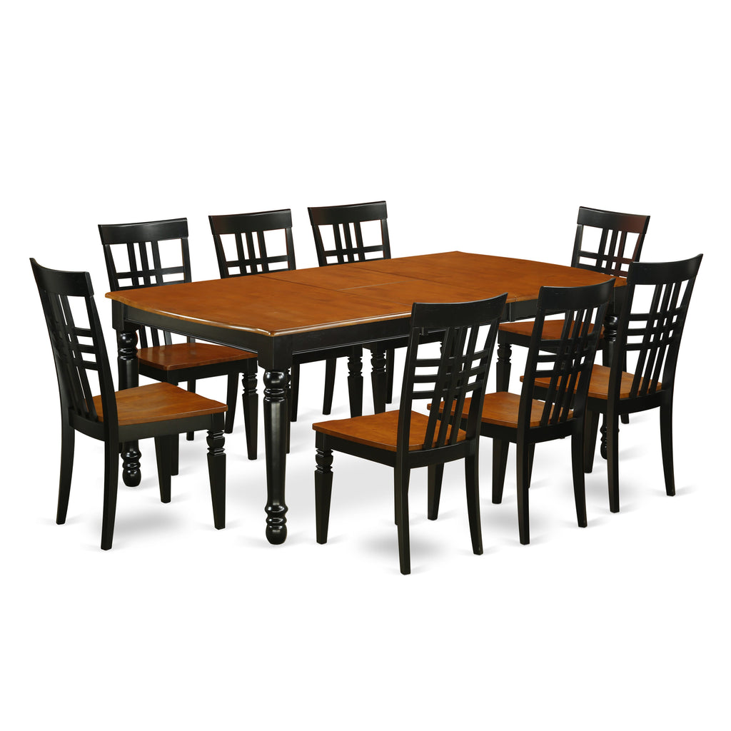 DOLG9-X9D-C Premium 9-Piece Dining Ensemble Elegant Table (42x78) & 8 Chairs in Black Cherry Finish