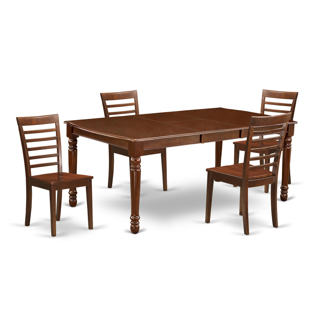 DOML5-7GA-X Vibrant 5-Piece Dining Ensemble with Butterfly Leaf Table and 4 Chairs - 42x78 Inch in Maple Finish