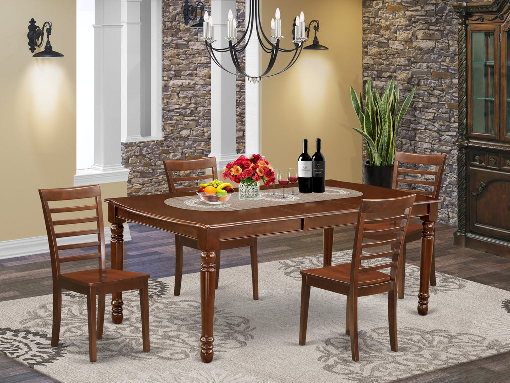 DOML5-7GA-X Vibrant 5-Piece Dining Ensemble with Butterfly Leaf Table and 4 Chairs - 42x78 Inch in Maple Finish