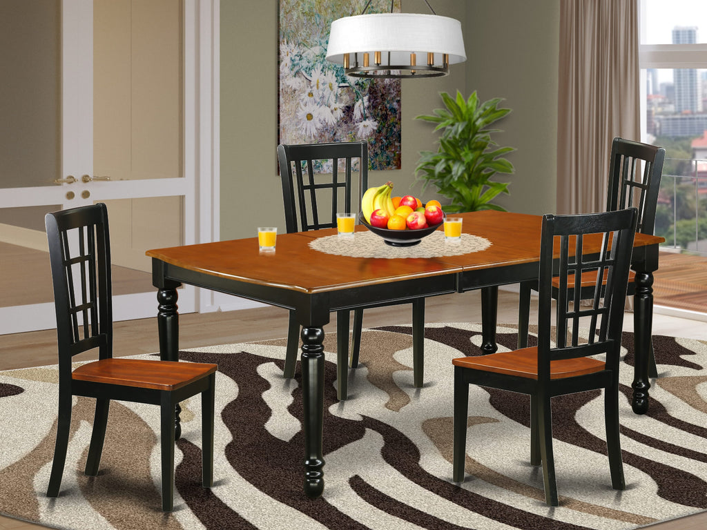 Elegant Dining Ensemble <DONI5-ABN-S> Luxurious 5-Piece Table Set with Expandable Feature and Stylish Chairs