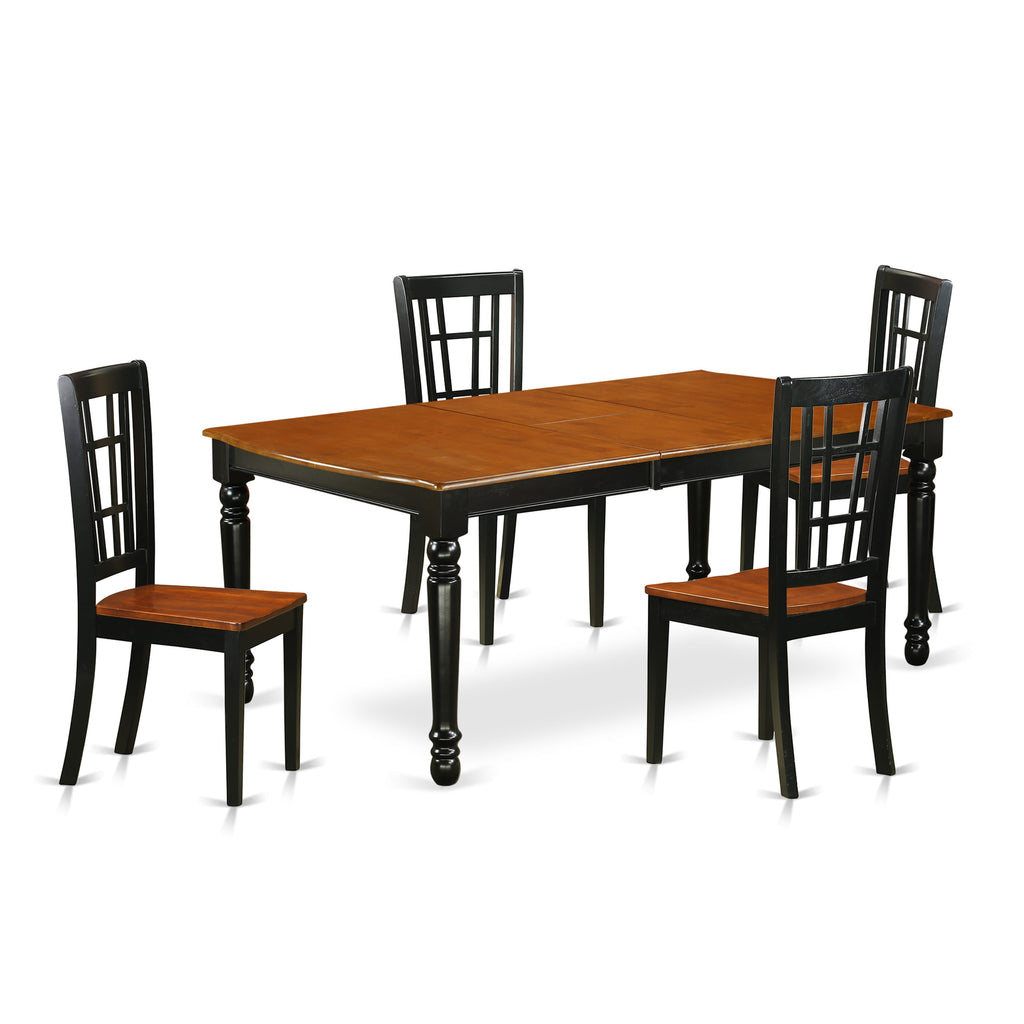 Elegant Dining Ensemble <DONI5-ABN-S> Luxurious 5-Piece Table Set with Expandable Feature and Stylish Chairs