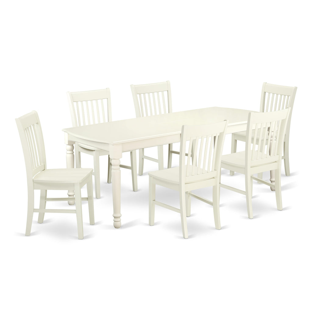 Distinctive 7-Piece Dining Set DONO7-DJM-5 - Rectangle Table with Butterfly Leaf and 6 Chairs, 42x78, Linen Flair