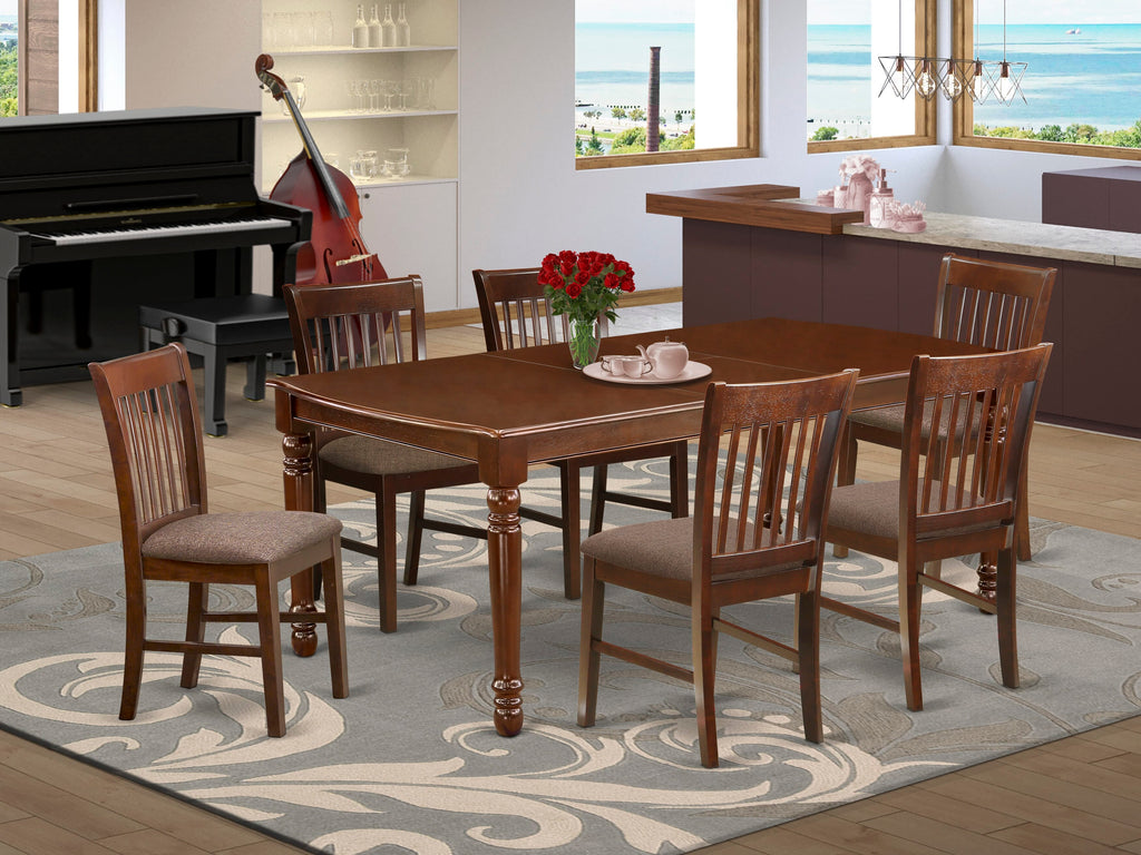 DONO7-2TL-F Elegant 7-Piece Dining Ensemble with Expansive Table and Linen Seating Delight