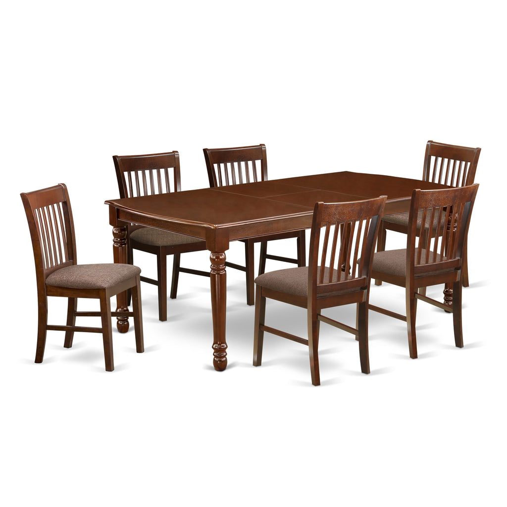 DONO7-2TL-F Elegant 7-Piece Dining Ensemble with Expansive Table and Linen Seating Delight