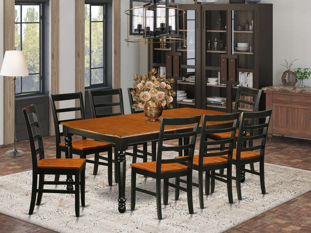 DOPF9-GPV-V Stylish 9-Piece Rectangle Dining Set with Butterfly Leaf & 8 Chairs, 42x78 Inch