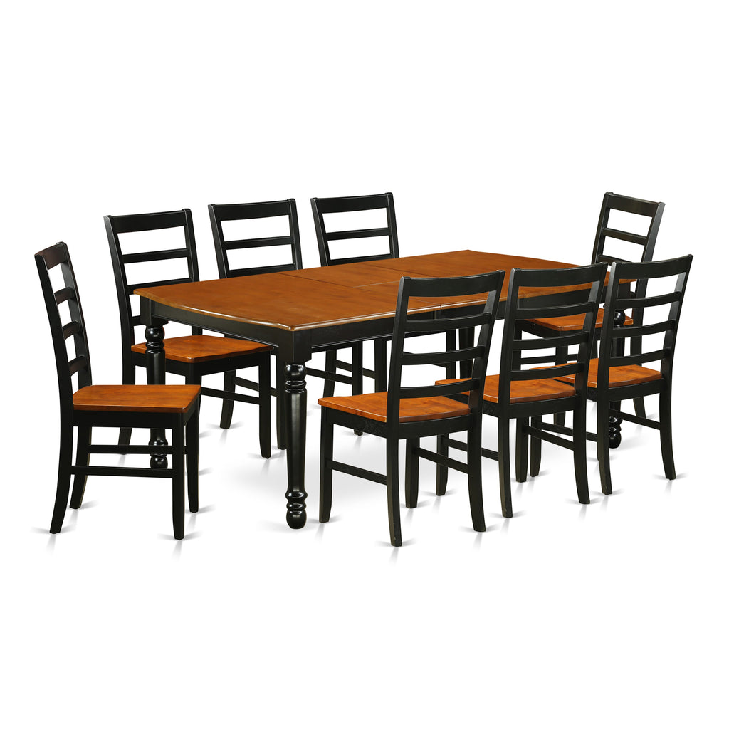 DOPF9-GPV-V Stylish 9-Piece Rectangle Dining Set with Butterfly Leaf & 8 Chairs, 42x78 Inch