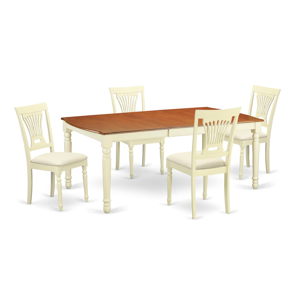 DOPL5-UCD-X 5-Piece Dining Ensemble Expandable Table & 4 Chairs in Buttermilk & Cherry