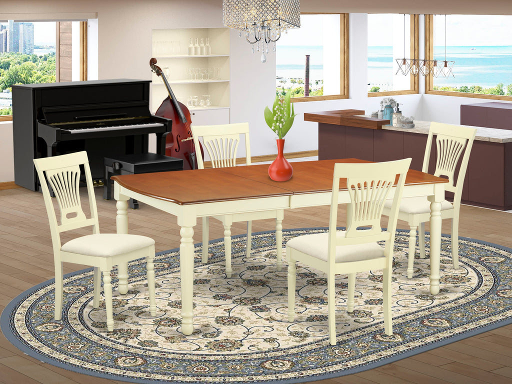 DOPL5-UCD-X 5-Piece Dining Ensemble Expandable Table & 4 Chairs in Buttermilk & Cherry