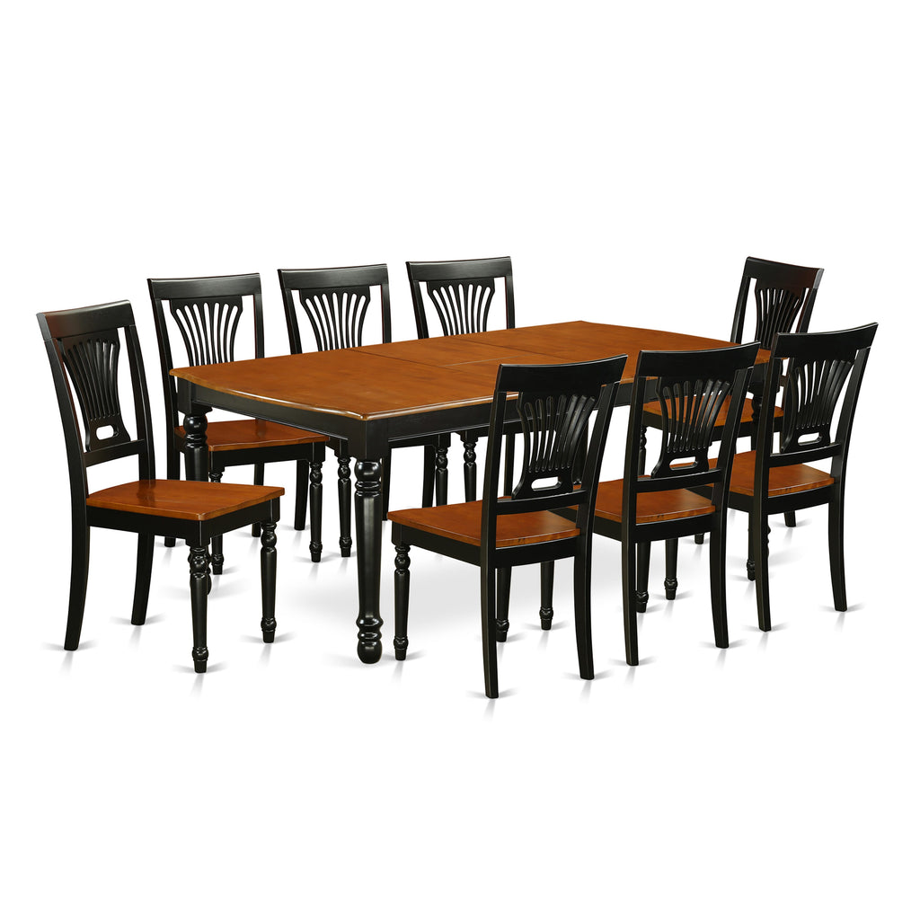 DOPL9-PF5-F Elegant 9-Piece Black & Cherry Dining Set with Extension Table and 8 Chairs, 42x78 Inch