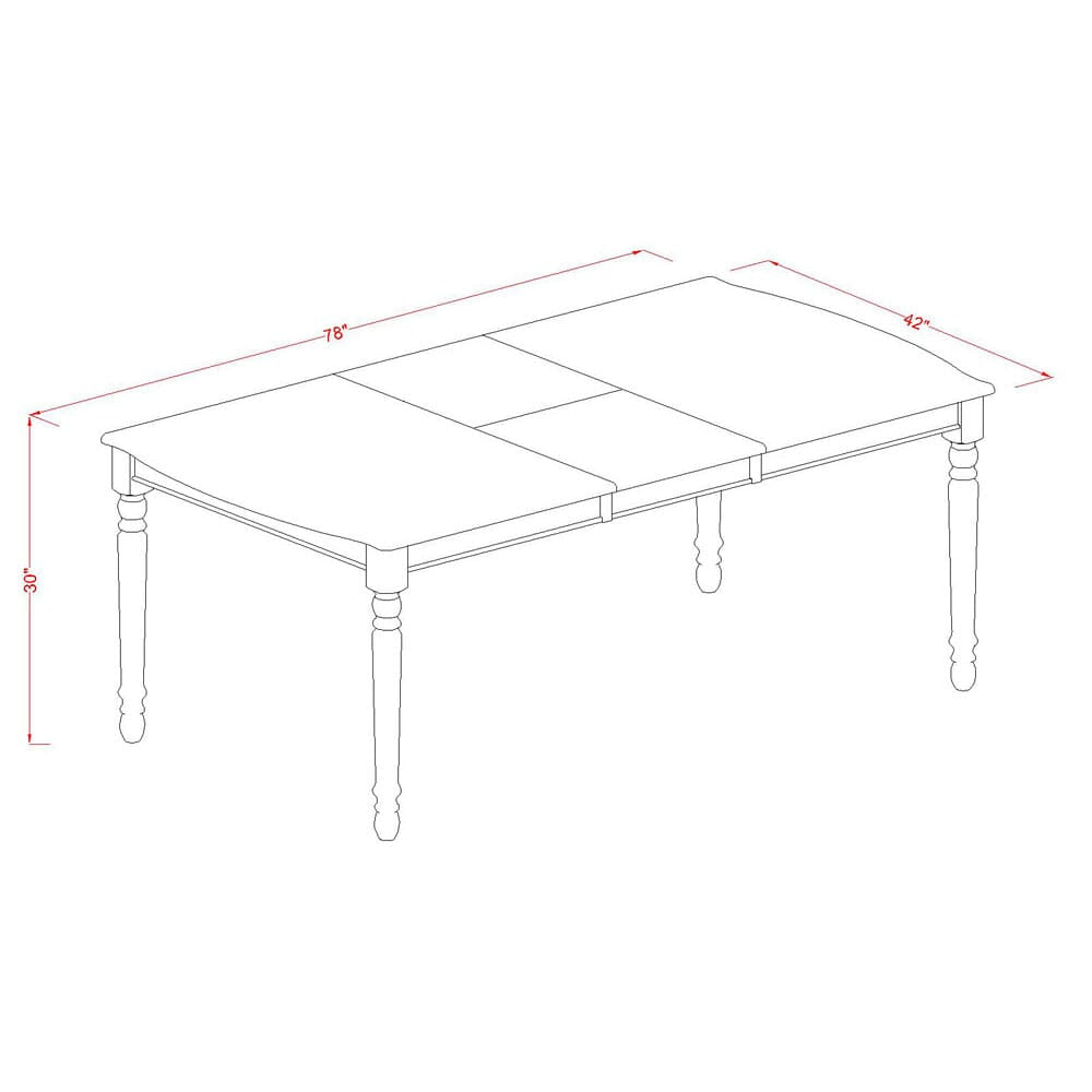 DOVE7-4M5-Q Spacious 7-Piece Dining Ensemble with Rectangle Table & Wooden Chairs, Leaf Included