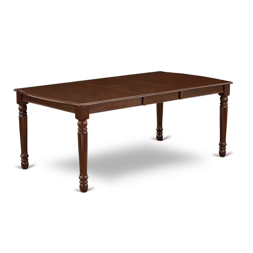 DOVE7-IDJ-RH Dining Set 7-Piece Rectangular Butterfly Table & 6 Linen Parsons Seats, 42x78 Mahogany