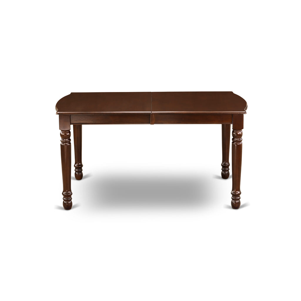 DOVE7-IDJ-RH Dining Set 7-Piece Rectangular Butterfly Table & 6 Linen Parsons Seats, 42x78 Mahogany