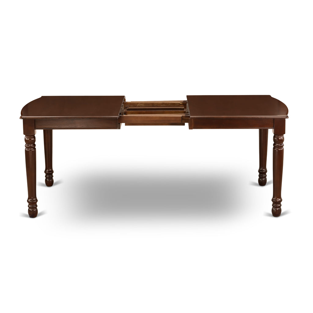 DOVE7-IDJ-RH Dining Set 7-Piece Rectangular Butterfly Table & 6 Linen Parsons Seats, 42x78 Mahogany