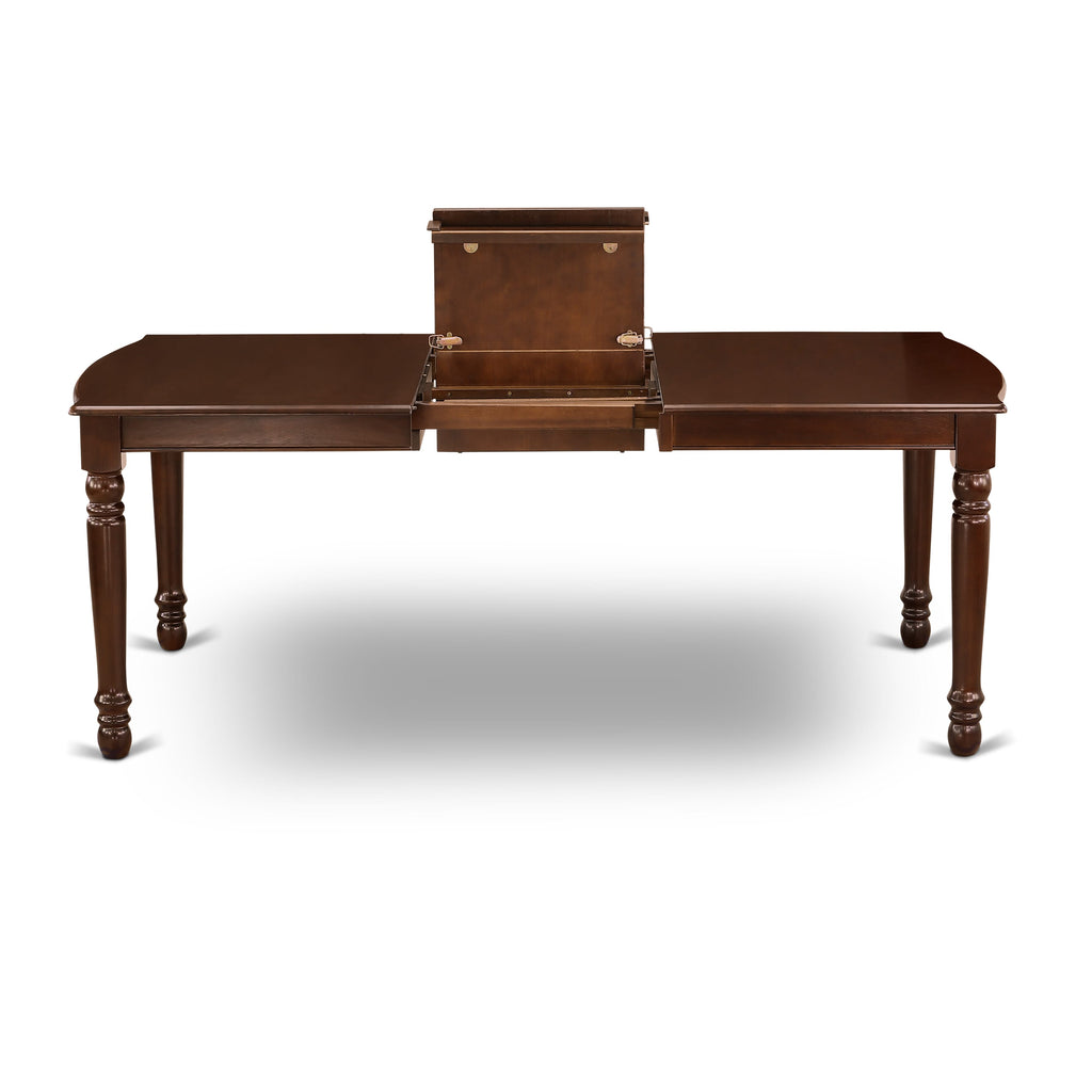DOVE7-IDJ-RH Dining Set 7-Piece Rectangular Butterfly Table & 6 Linen Parsons Seats, 42x78 Mahogany